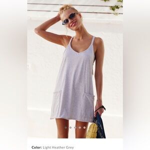 NWT Free People Light Heather Gray Hot Shot Mini Dress Size XL